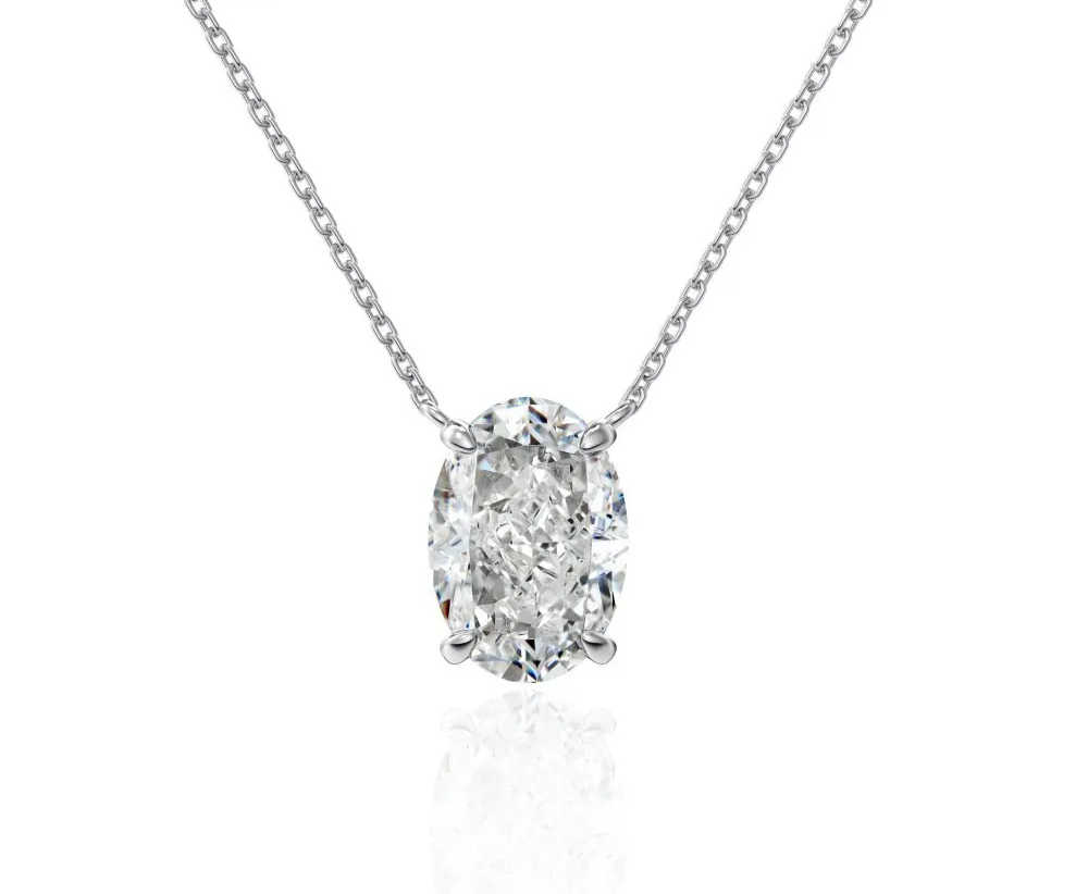 2 CT Oval Cut Moissanite Necklace Solitaire Pendant
