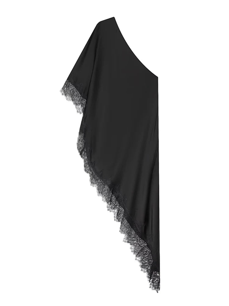 Solid Chic Loose Lace One Shoulder Top