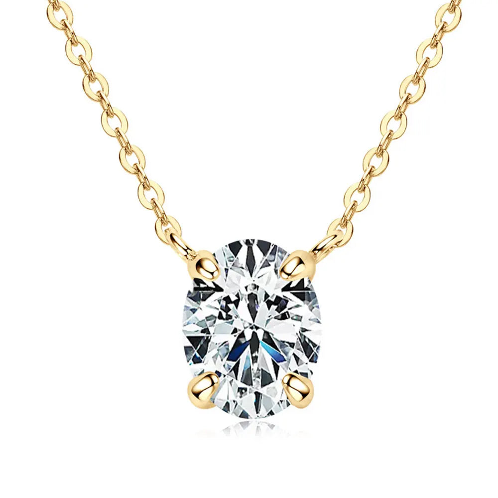 2 CT Oval Cut Moissanite Necklace Solitaire Pendant