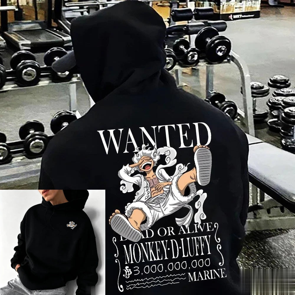 Oversized One Piece Luffy Anime Print Hoodie