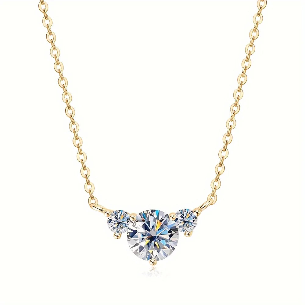 1pc S925 Silver with 1.6CT Moissanite Necklace