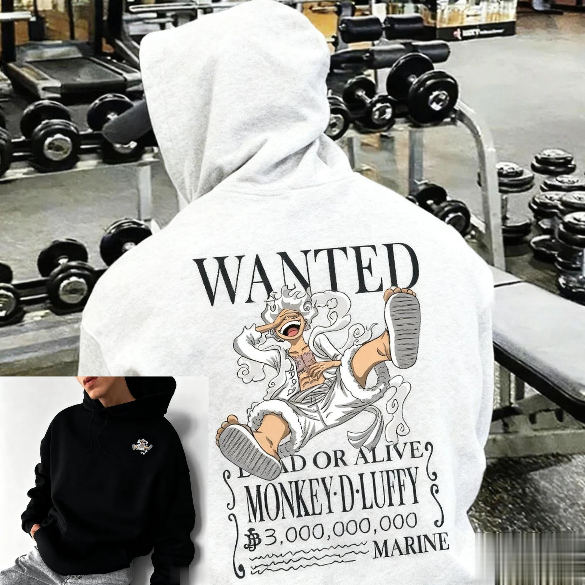 Oversized One Piece Luffy Anime Print Hoodie