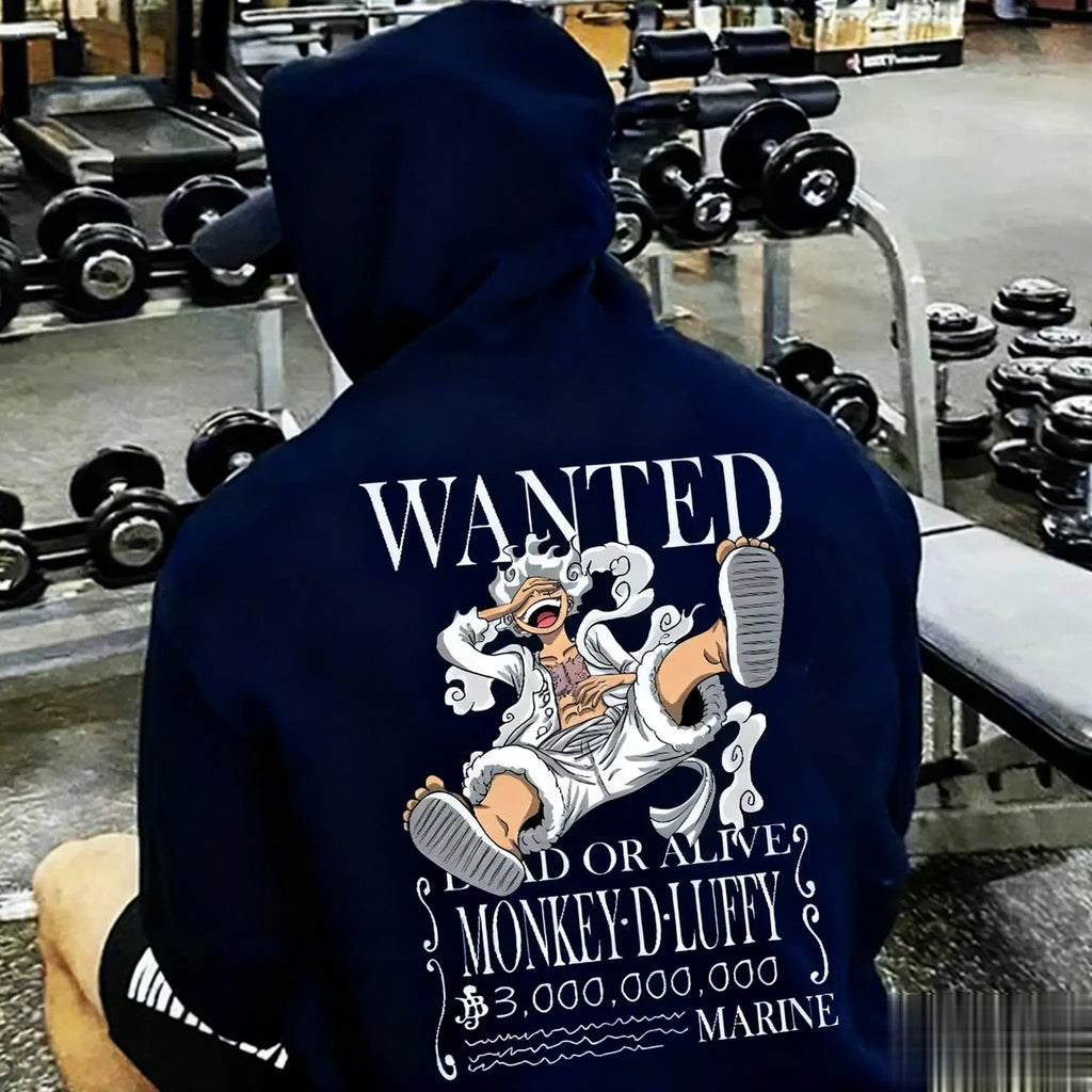 Oversized One Piece Luffy Anime Print Hoodie