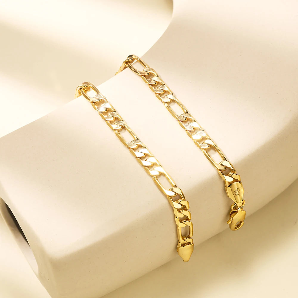 925 Sterling Silver 14K Gold Plated Cuban Link Chain