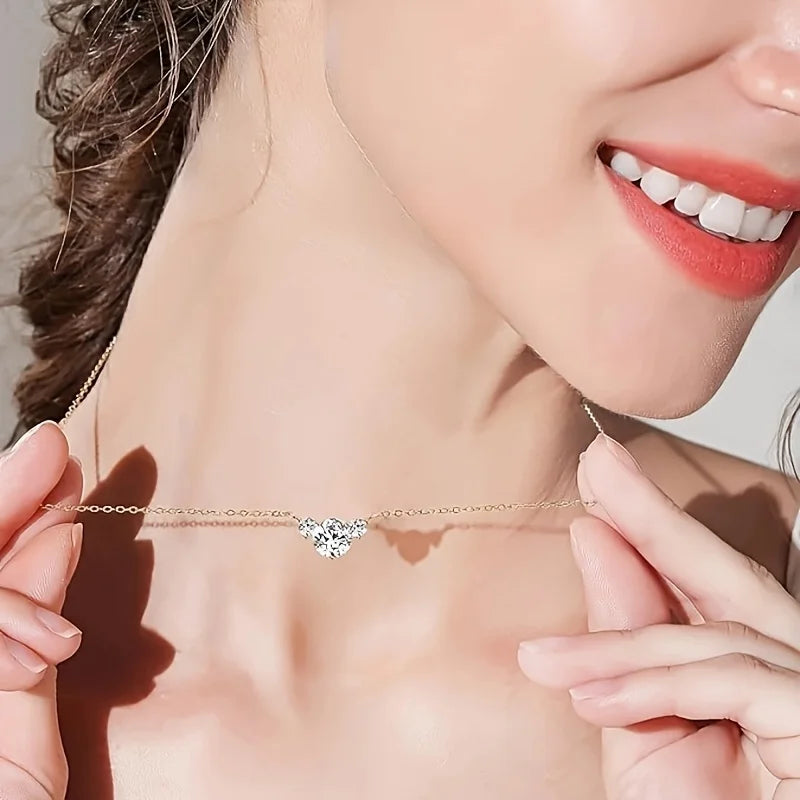 1pc S925 Silver with 1.6CT Moissanite Necklace