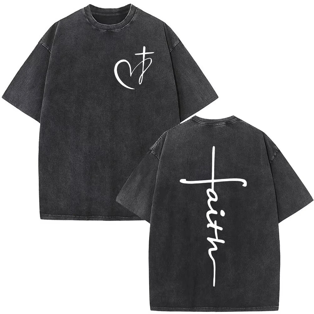 Faith Over Fear Bible Verse Washed T-shirts