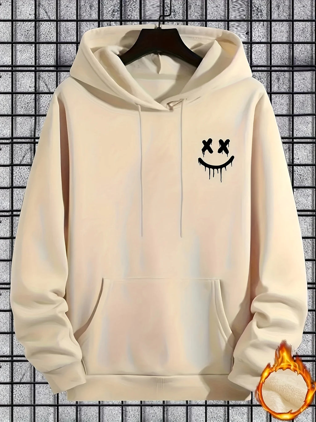Men's Casual Hoodie with Geometric Face Design