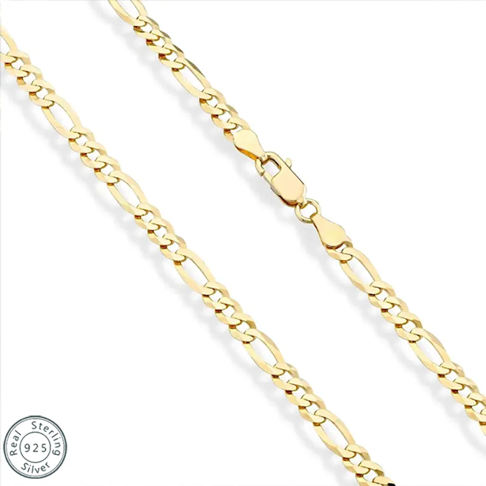 925 Sterling Silver 14K Gold Plated Cuban Link Chain