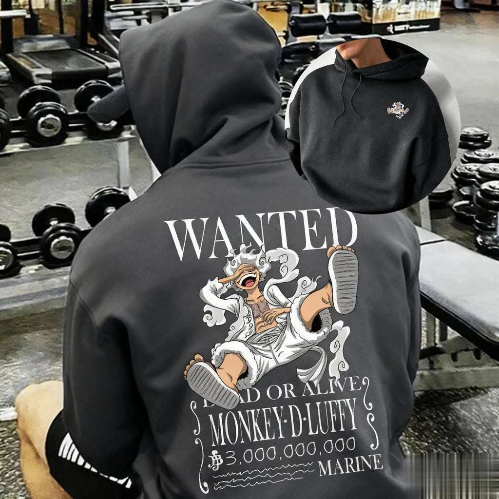 Oversized One Piece Luffy Anime Print Hoodie