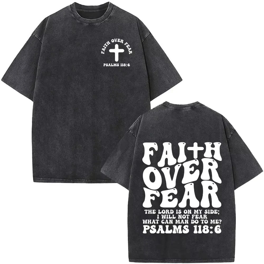 Faith Over Fear Bible Verse Washed T-shirts