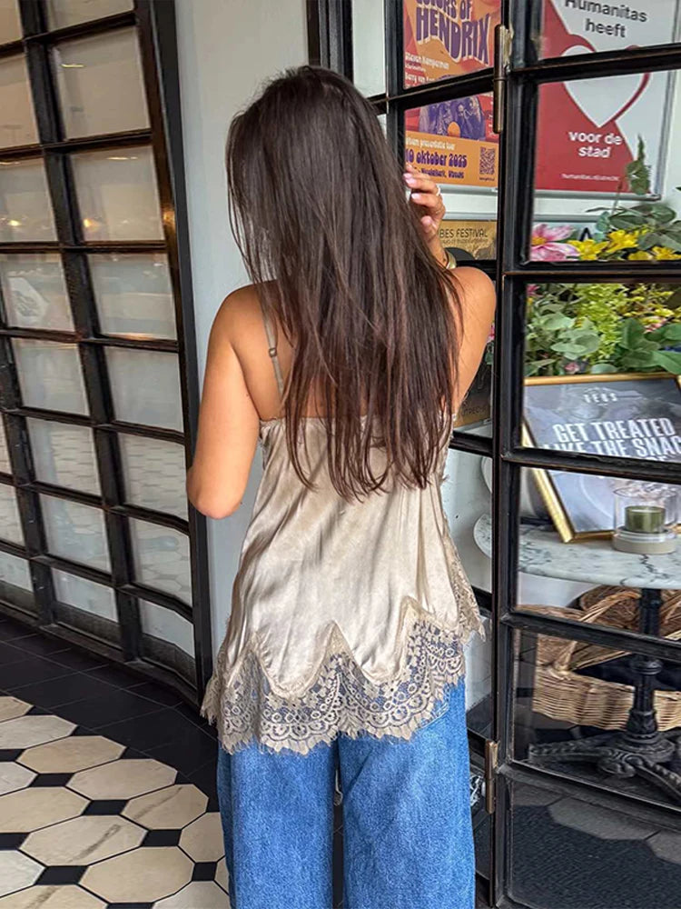 Lace Sleeveless  Patchwork Top