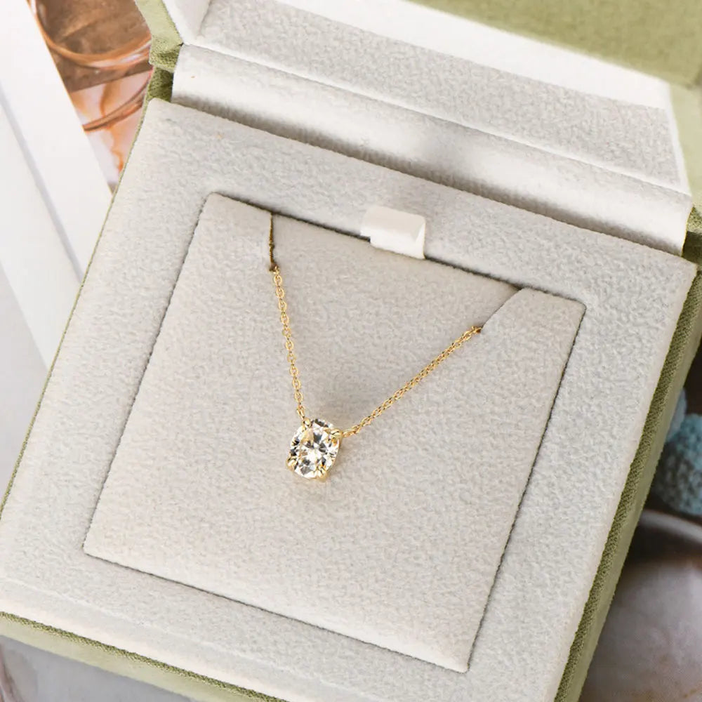 2 CT Oval Cut Moissanite Necklace Solitaire Pendant