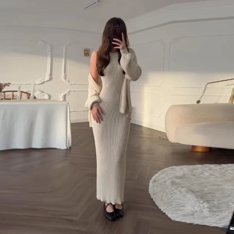 Women's Knitted Sling Dress Set