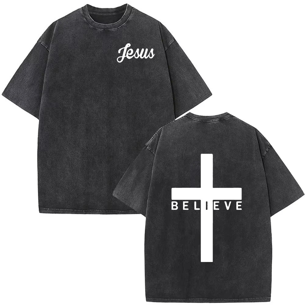 Faith Over Fear Bible Verse Washed T-shirts