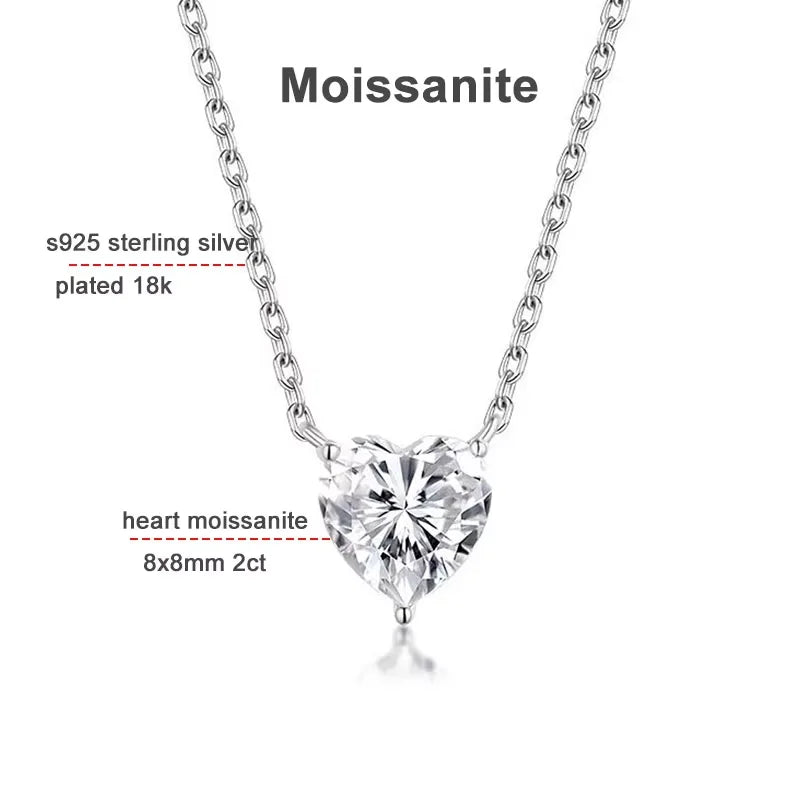 2 CT Heart Moissanite Pendant Necklace