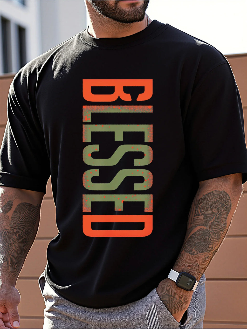 BLESSED Print Casual T-shirt