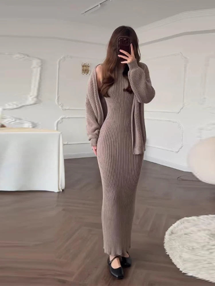 Women's Knitted Sling Dress Set