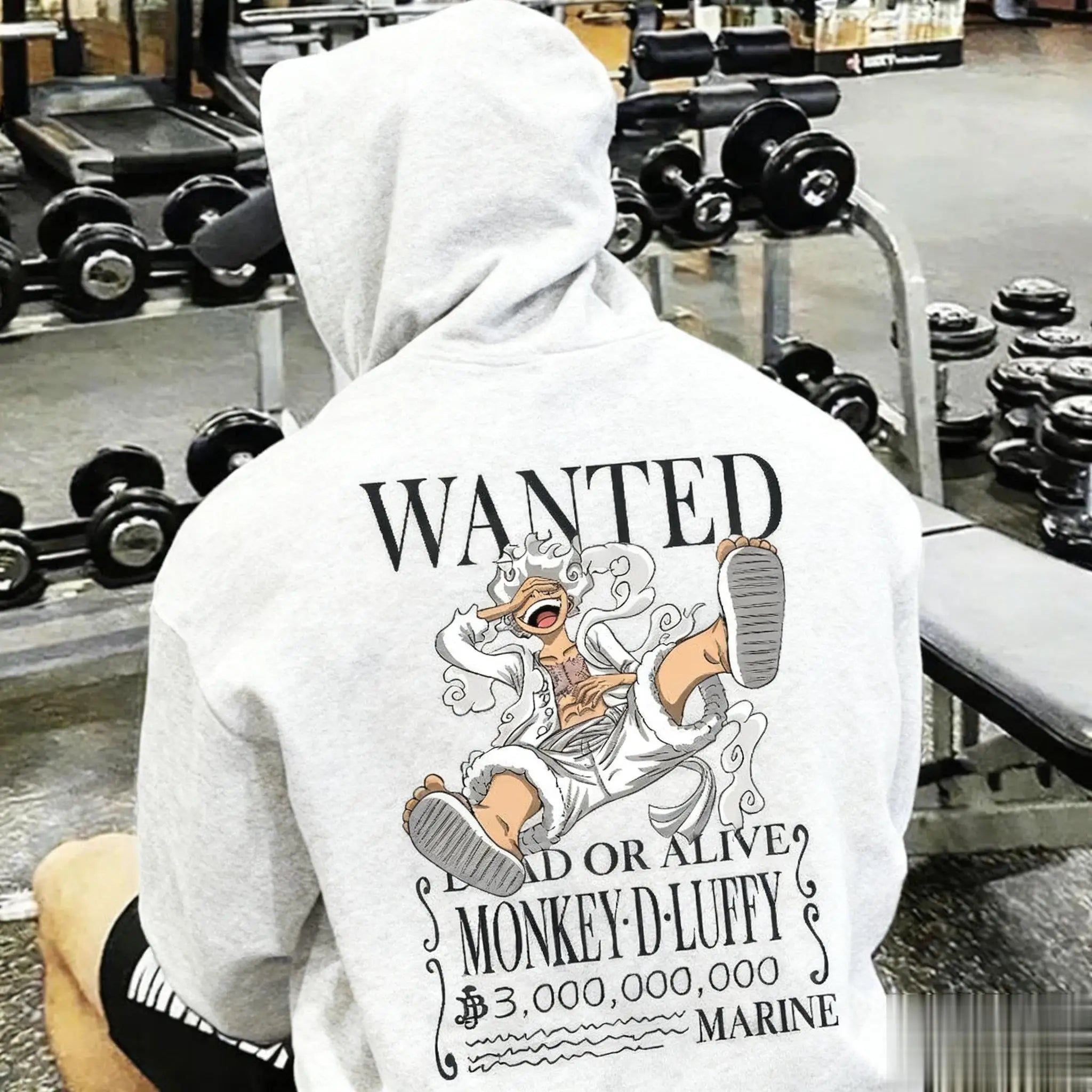 Oversized One Piece Luffy Anime Print Hoodie