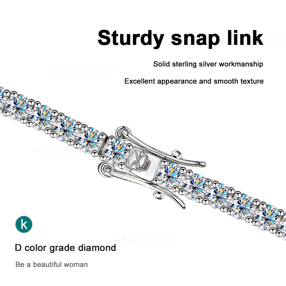 3mm 4mm Moissanite  Full Diamond GRA Tennis Bracelet