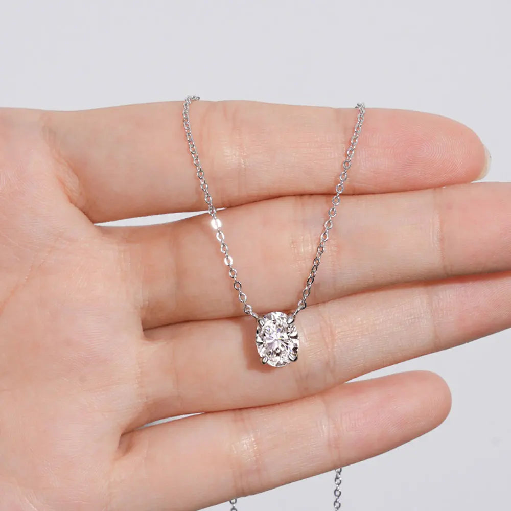 2 CT Oval Cut Moissanite Necklace Solitaire Pendant