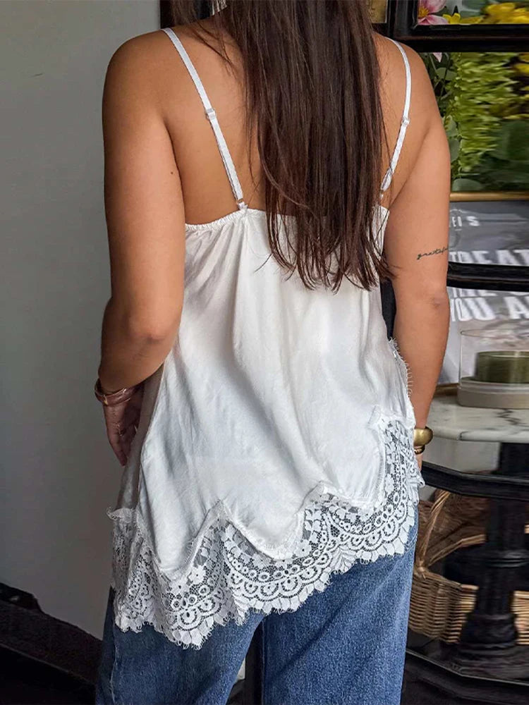 Lace Sleeveless  Patchwork Top