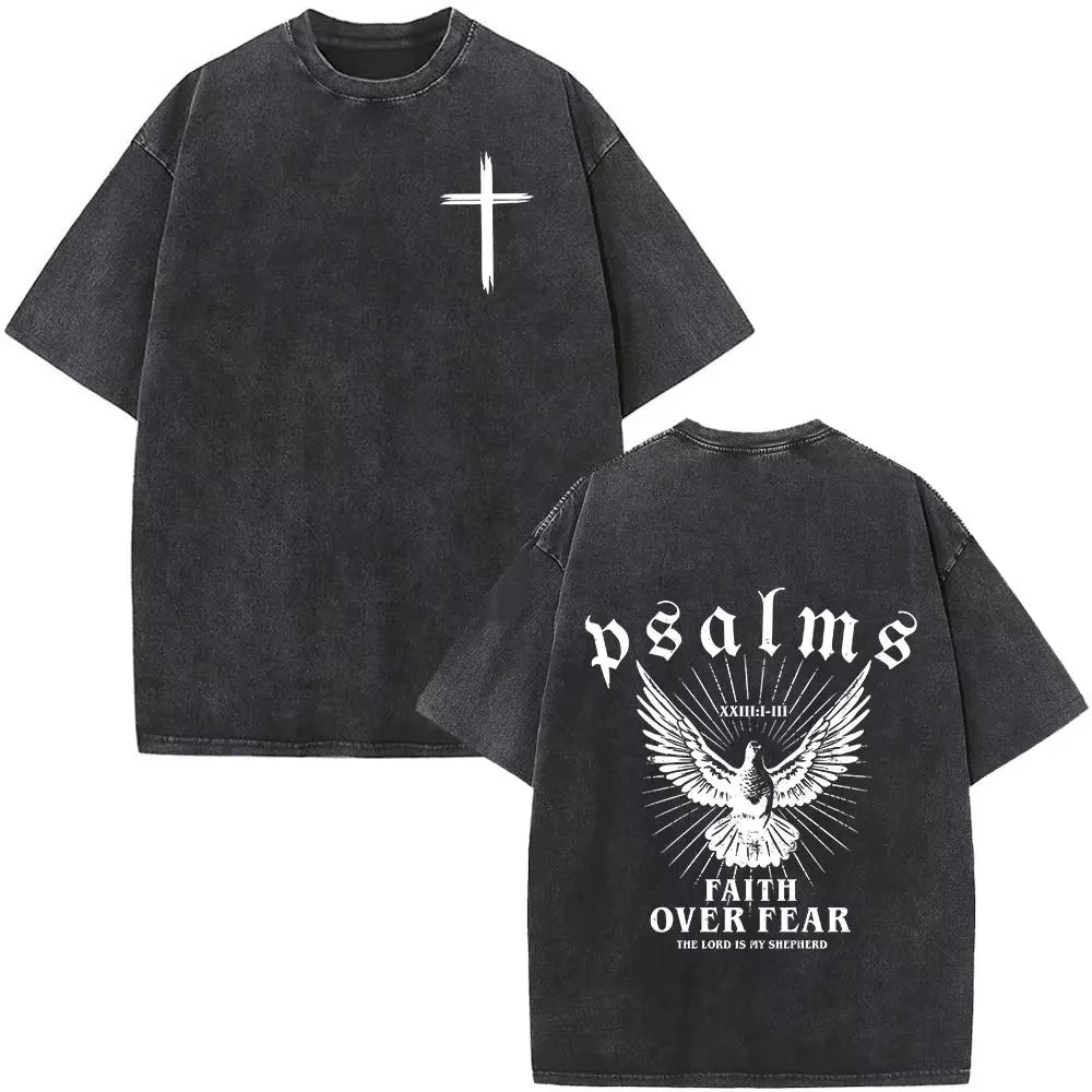 Faith Over Fear Bible Verse Washed T-shirts