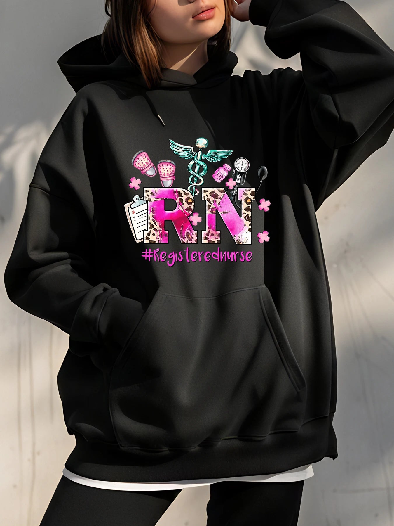 RN Nurse Leopard Print Hoodie
