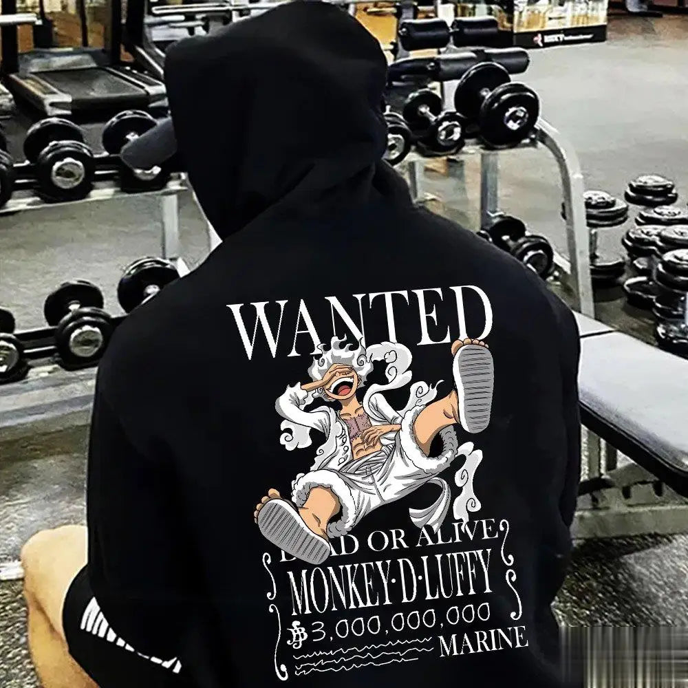 Oversized One Piece Luffy Anime Print Hoodie