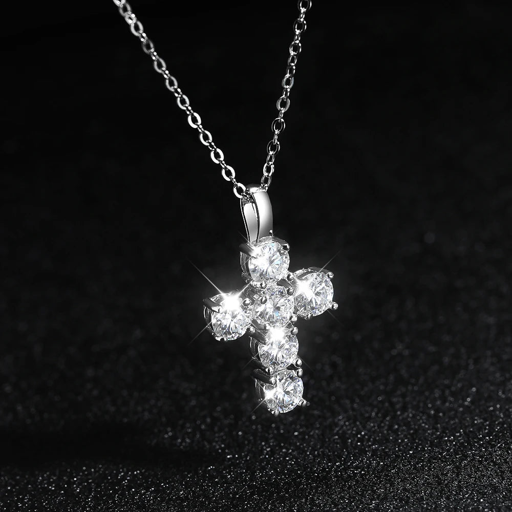3ct VVS1 Moissanite Cross Pendant Necklace