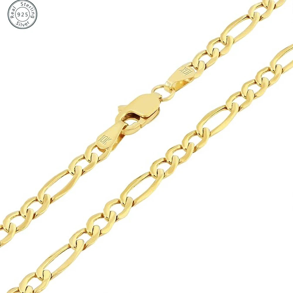 925 Sterling Silver 14K Gold Plated Cuban Link Chain
