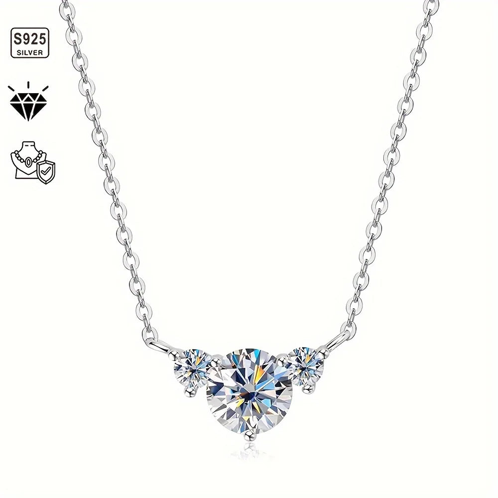 1pc S925 Silver with 1.6CT Moissanite Necklace
