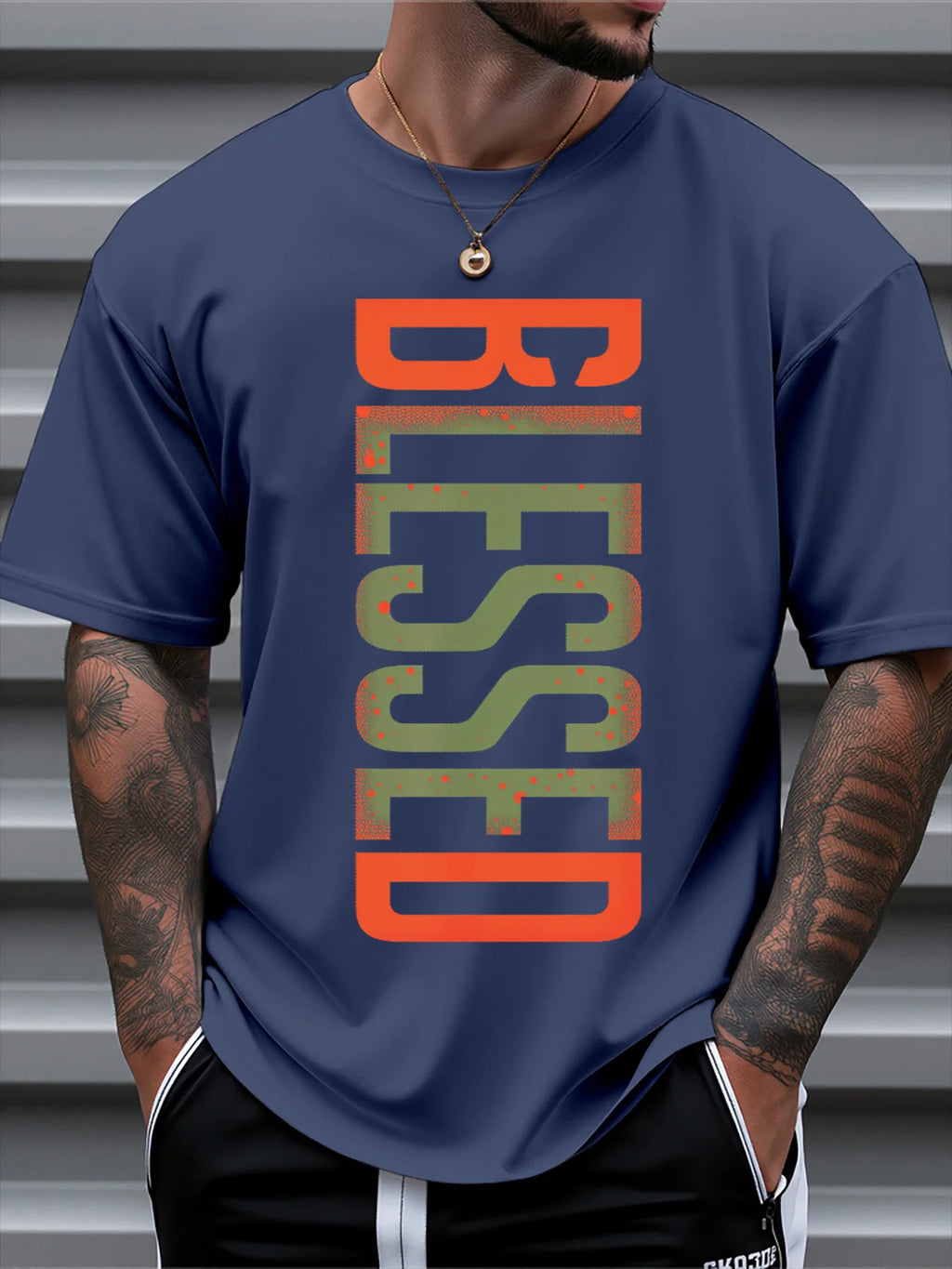 BLESSED Print Casual T-shirt
