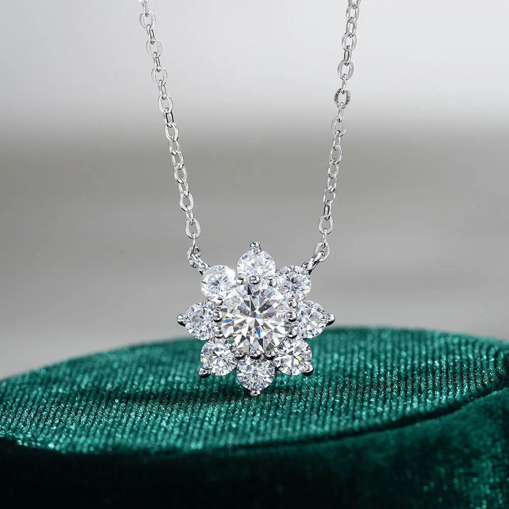 Flower Pendant GRA Certified 18K White Gold Necklace