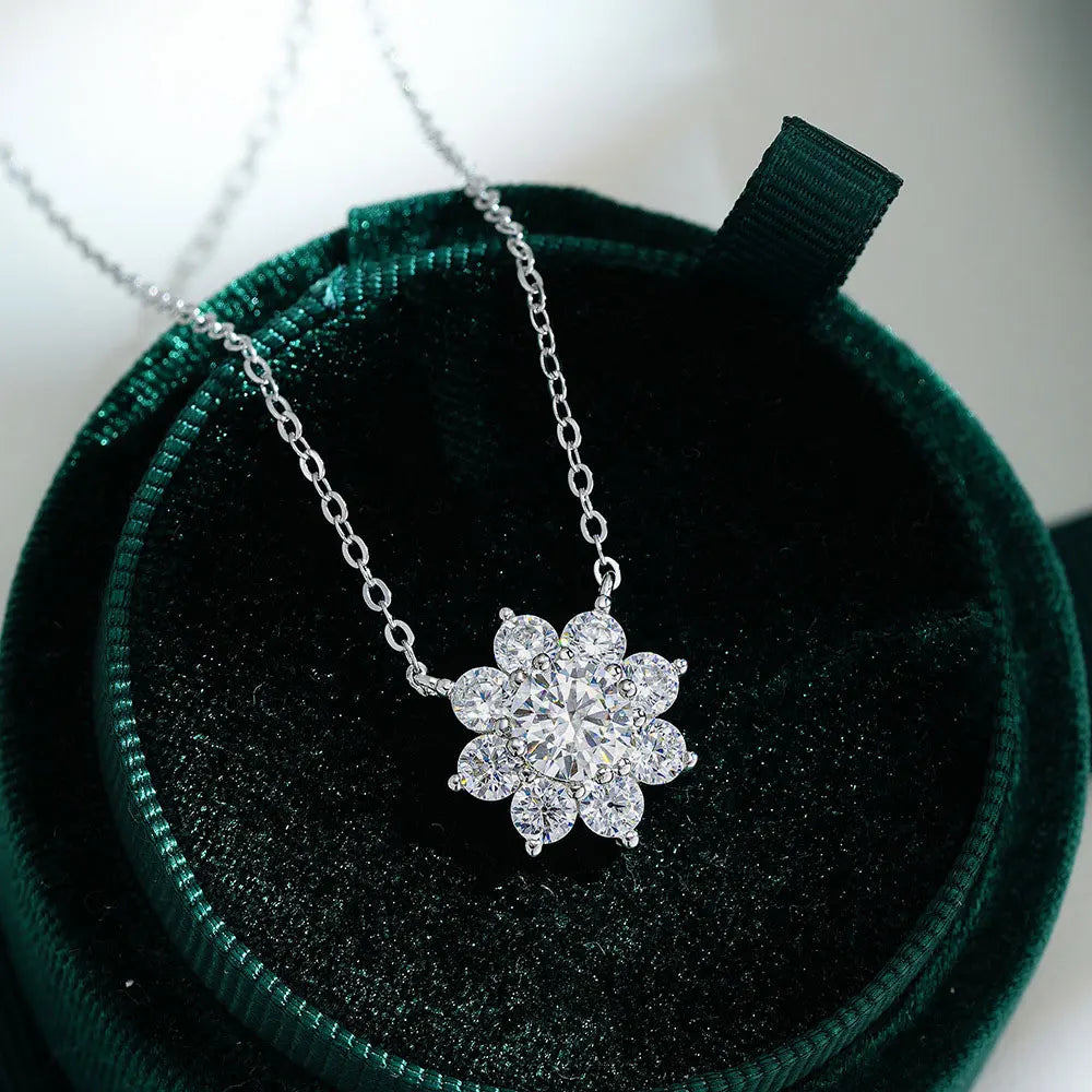 Flower Pendant GRA Certified 18K White Gold Necklace