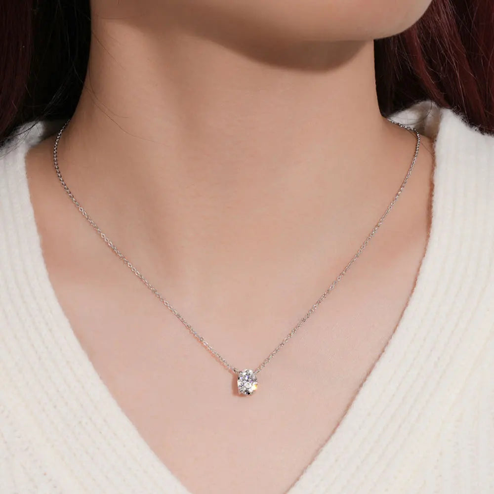 2 CT Oval Cut Moissanite Necklace Solitaire Pendant