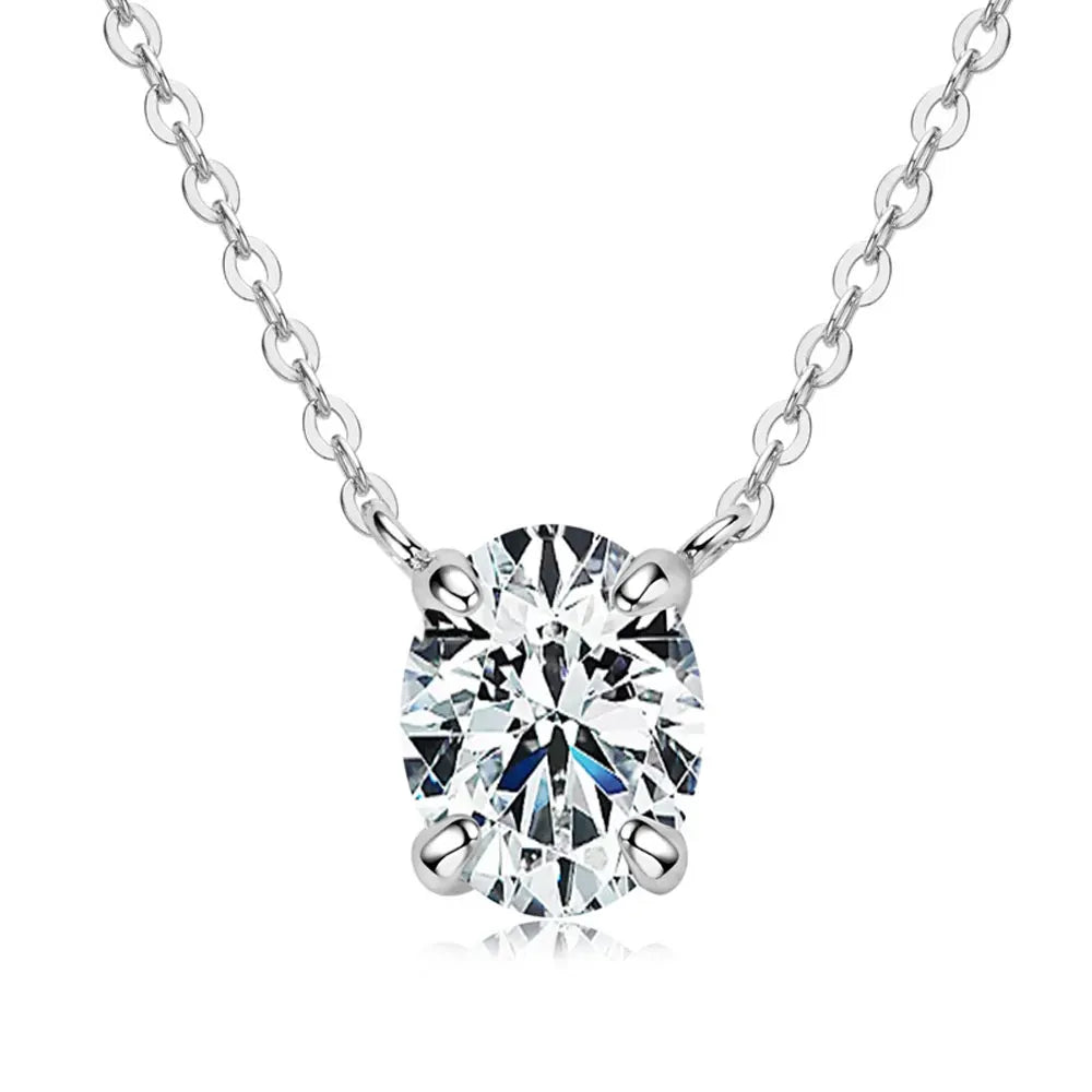 2 CT Oval Cut Moissanite Necklace Solitaire Pendant