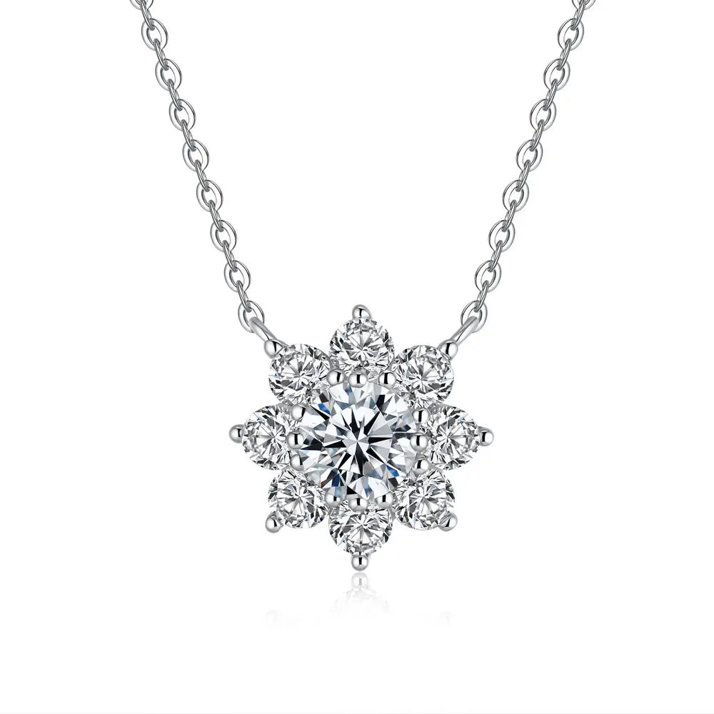 Flower Pendant GRA Certified 18K White Gold Necklace