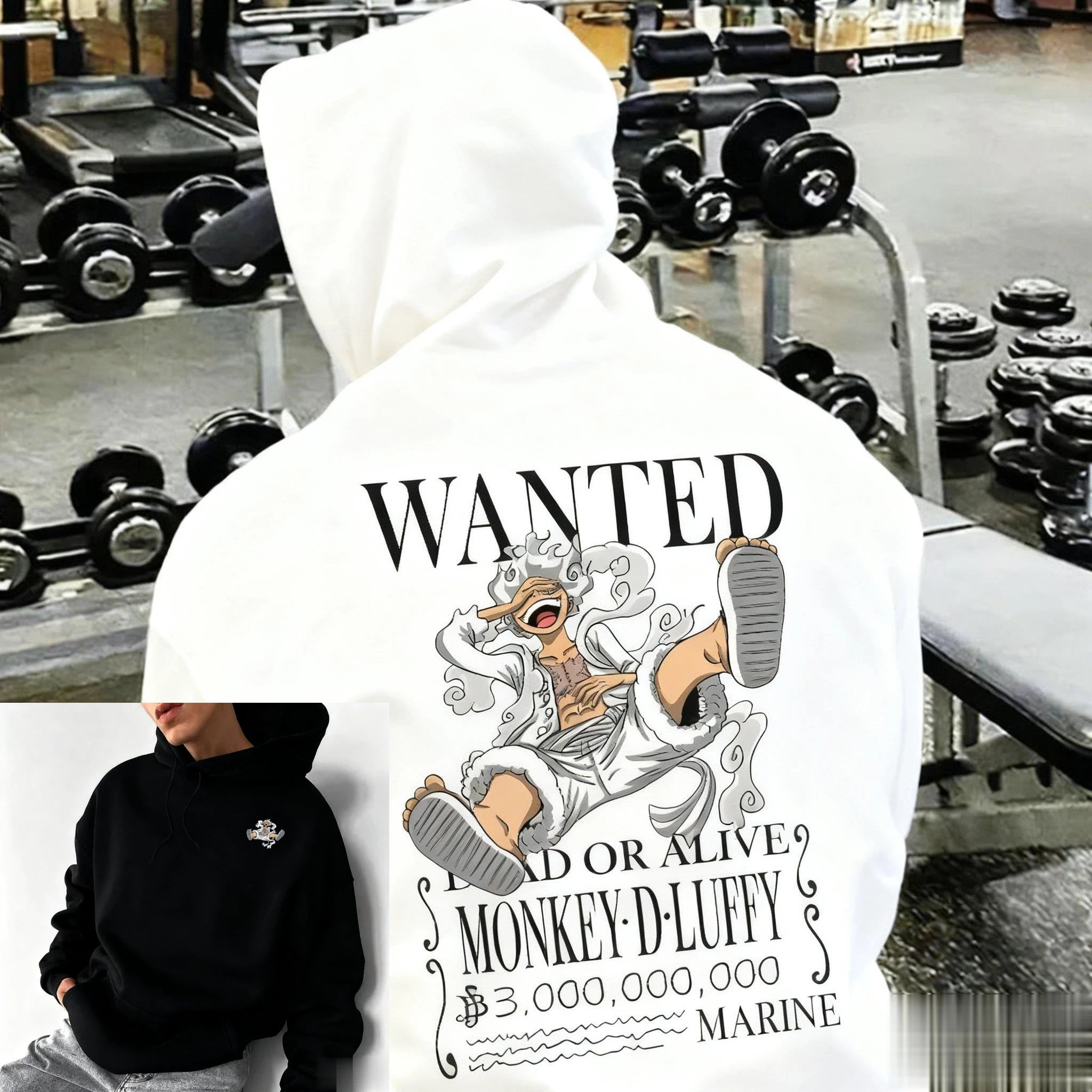 Oversized One Piece Luffy Anime Print Hoodie