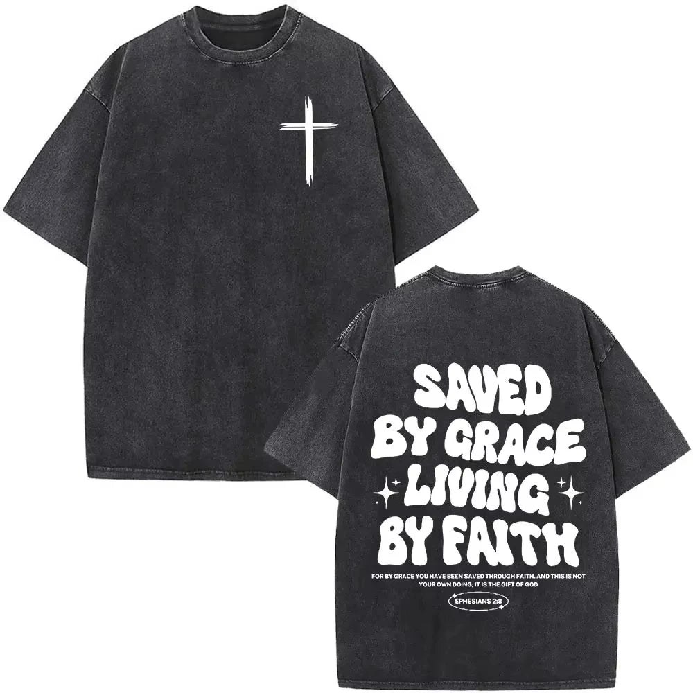 Faith Over Fear Bible Verse Washed T-shirts