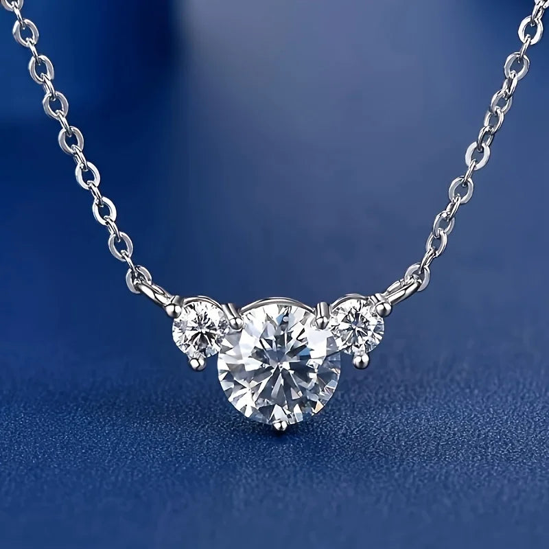 1pc S925 Silver with 1.6CT Moissanite Necklace