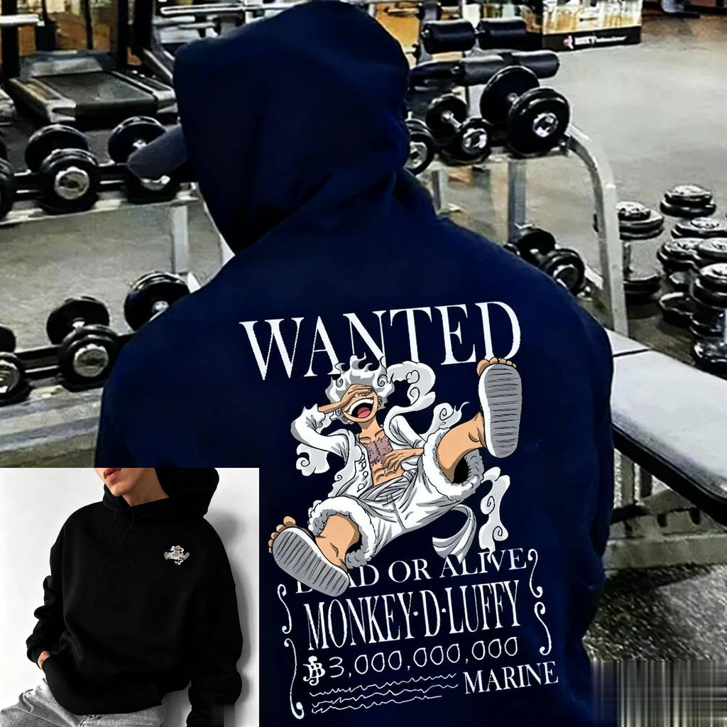 Oversized One Piece Luffy Anime Print Hoodie