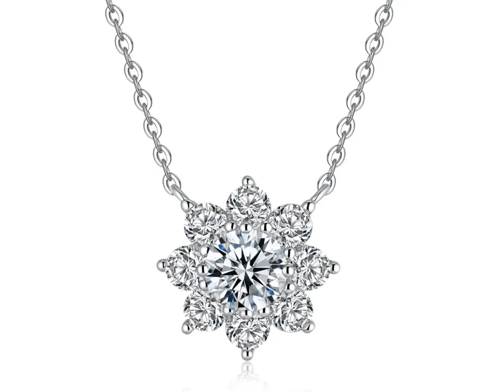 Flower Pendant GRA Certified 18K White Gold Necklace